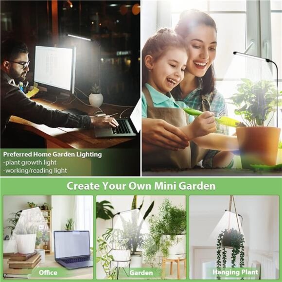 Juhefa Grow Light for Indoor Plants Growing, 6000K Full Spectrum Gooseneck - Picture 5 of 7